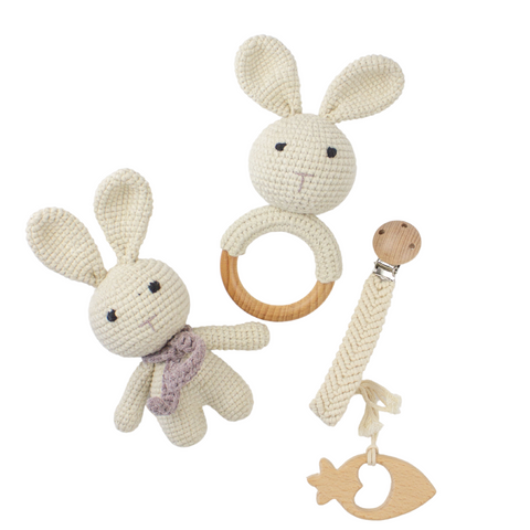 3 pc Bunny Crochet Set - Baby Gift Box