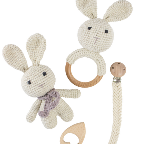 3 pc Bunny Crochet Set - Baby Gift Box