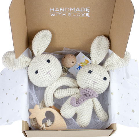 3 pc Bunny Crochet Set - Baby Gift Box