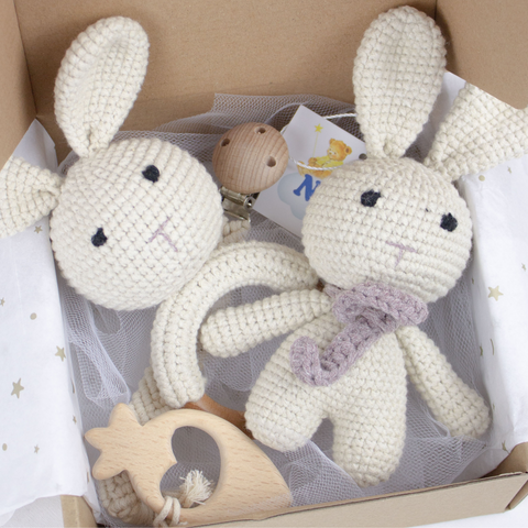 3 pc Bunny Crochet Set - Baby Gift Box