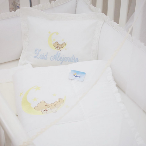 Embroidered Pillows for babies (Pillow & Cover)- Spanish fabric - 100% Organic Cotton Piquet