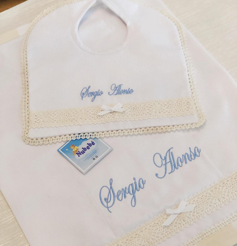Custom Bib. 2 pieces - Spanish fabric - 100% Organic Cotton Piquet