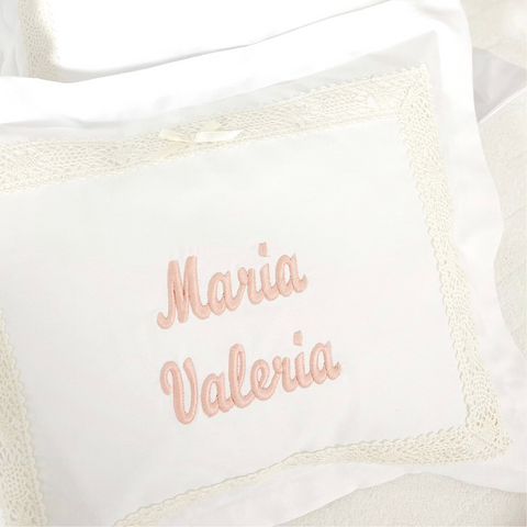 Embroidered Pillows for babies (Pillow & Cover)- Spanish fabric - 100% Organic Cotton Piquet